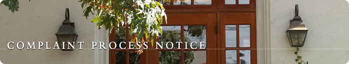 Complaint Process Notice Complaint Process Notice